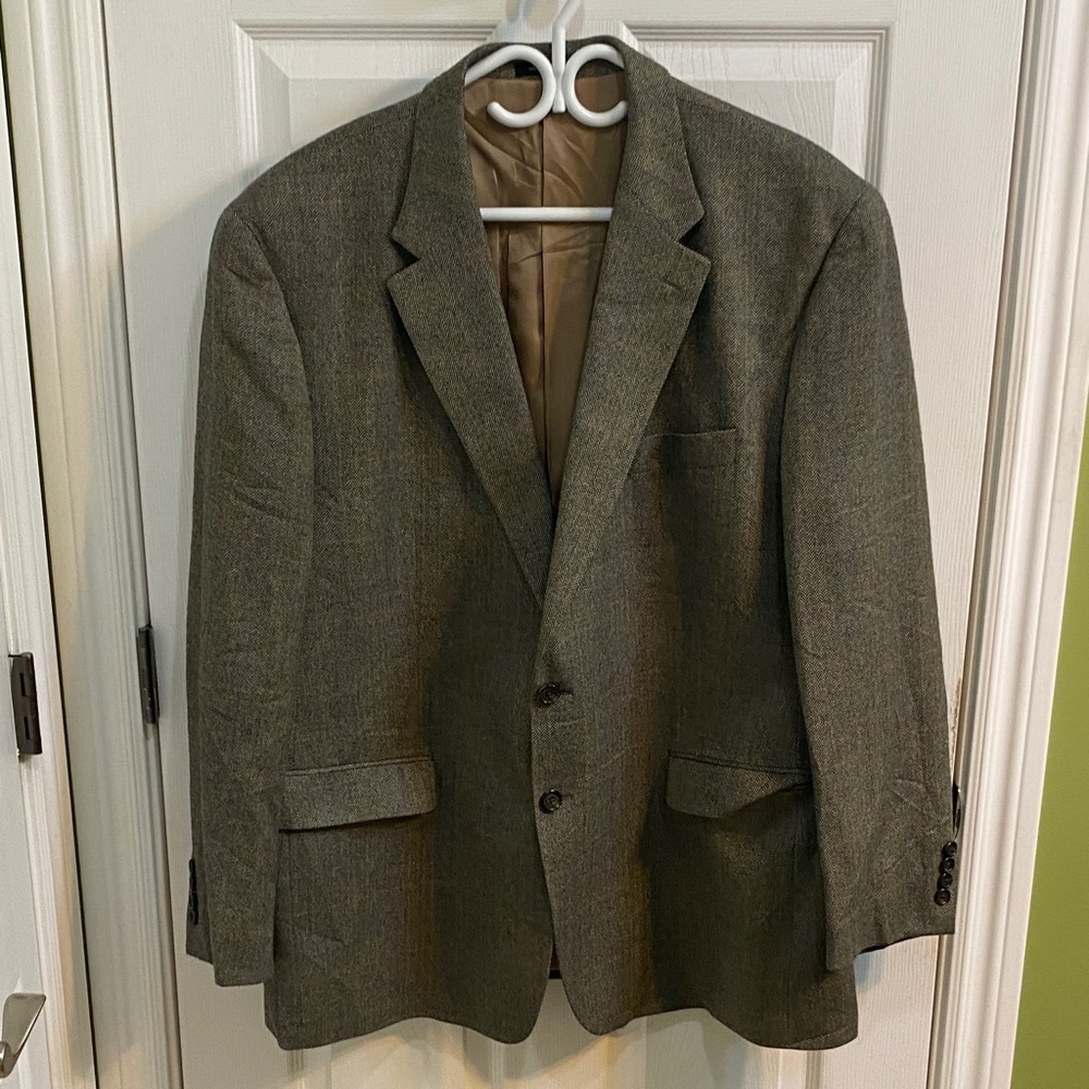 Lauren Ralph Lauren Tweed Blazer Mens 50R Gray Herringbone Wool Sport Coat Bloke